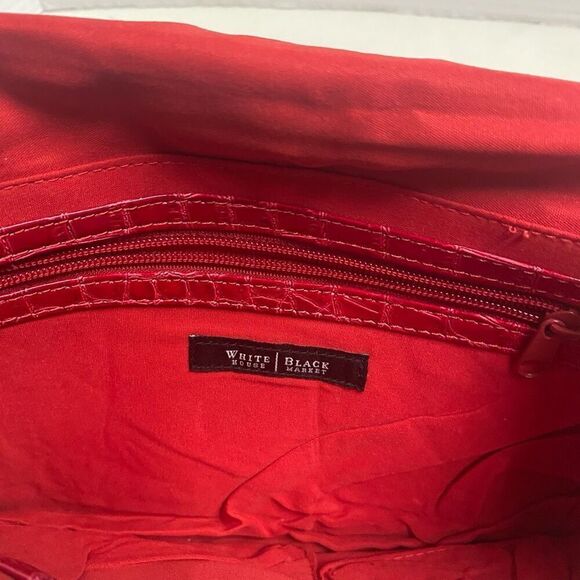 WHITE HOUSE BLACK MARKET‎ Croc Style Women’s Shoulder Bag Turn Lock Evening Bag - Picture 5 of 9